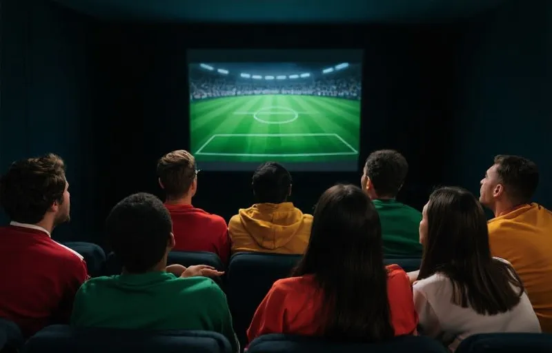 Fans watching football